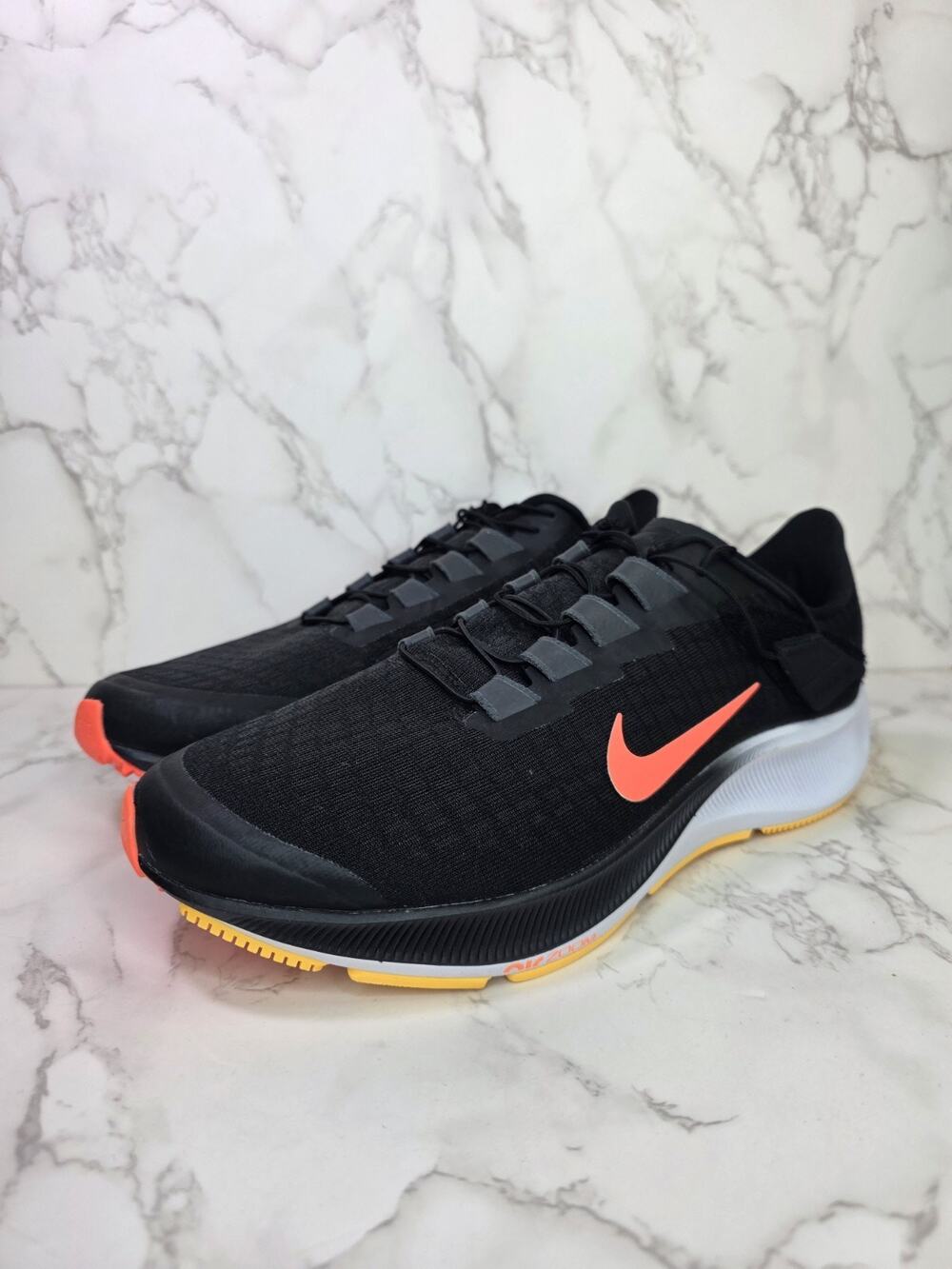 Nike Air Zoom Pegasus 37 Flyease Men Running Shoes Size 8 Black Mango Gym Run